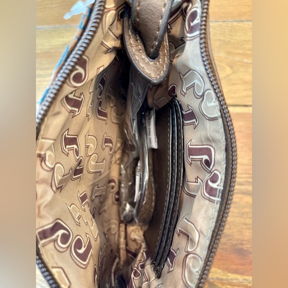 Justin | Western Leather Fringe | Wristlet or Shoulder Bag | Turquoise and Brown - Picture 3 of 3